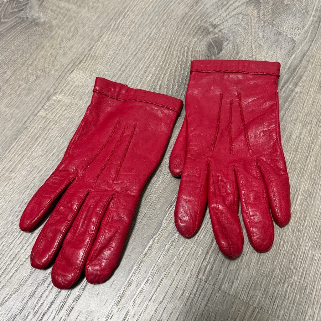 Vintage Red Leather Gloves